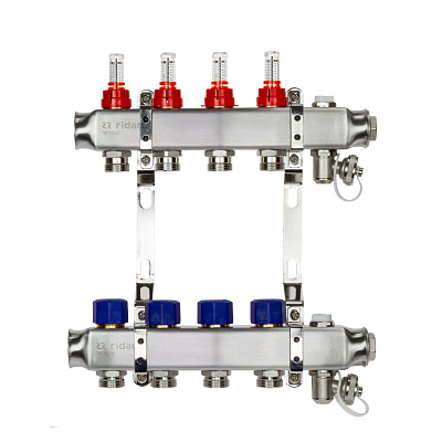 Коллектор Ридан SSM-2RF с расходомерами и кронштейнами, 2 контура (088U0952R)