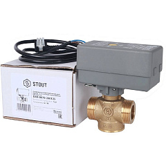Зональный клапан Stout компактный 2-ходовой, сервопривод 230V, с кабелем 1м., НР 1 Kv 12