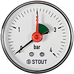 Манометр Stout аксиальный с указателем предела, Dn 63 мм 1/4 , 0...4 бар, кл.2.5