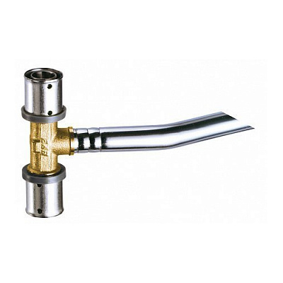 Пресс-тройник радиаторный FAR 20х2 с хром.трубой(L = 25см, 15мм) для подключения к радиатору лат.