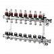 Коллектор Oventrop Multidis SF 10, нержавеющая сталь, 1 x 3/4 дюйма, с ротаметрами 0-5 л/мин. на подаче