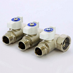 Коллектор UNI-FITT 420N НВ 3/4 3 х 1/2 Н 40 мм с кранами никелированный