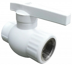 Кран шаровой полипропиленовый Valfex комбинированный НР 20х1/2 БЕЛЫЙ