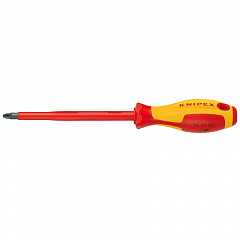Отвертка KNIPEX VDE Pozidriv PZ0, длина стержня 60 мм, 162 мм, диэлектрическая, 2-компонентная рукоятка