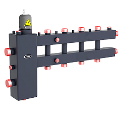 Гидроразделитель с коллектором горизонтальный ZOTA , до 70 кВт, 5 контуров c заглушкой под ТЭНб