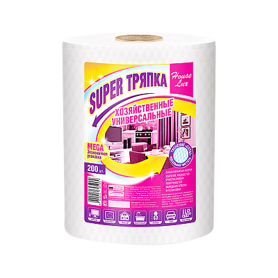 Салфетка универсальная Супер Тряпка 250х230мм, рулон (200шт)