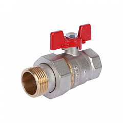 Шаровой кран Rommer с американкой 1 ВР/НР, ручка бабочка