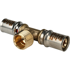 Тройник Stout с наружной резьбой 32х1 х32, латунь, пресс-соединение