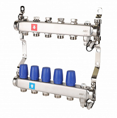 Коллектор MVI без расходомеров, c дренажным краном и воздухоотводчиком 5 выходов