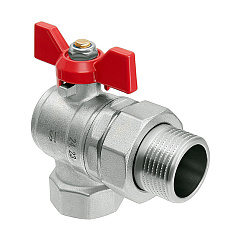 Кран шаровой SMART Install латунный ВР/НР 3/4 с американкой, угловой, бабочка