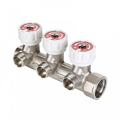 Коллектор VALTEC с регулирующими вентилями, 3/4 x 3 вых. 1/2 нар. (на подачу)