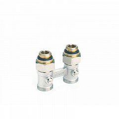 Блок шаровых кранов Rehau с соединительным ниппелем G 1/2 x G 3/4, прямой