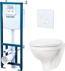 Комплект SANTEK Бореаль подвесной унитаз, инсталляция, кнопка, сиденье микролифт 1.WH30.2.464