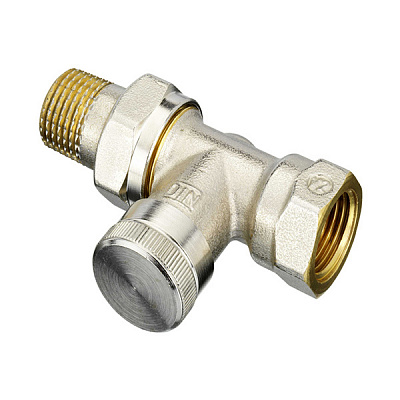 Клапан запорный Danfoss на обратку для бокового присоединения, RLV 15, 1/2, прямой никелированный