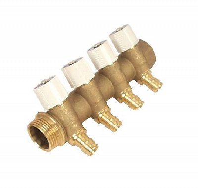 Коллектор Uponor Q E КОЛЛЕКТОР SH 1 НР/ВР С ВЕНТИЛЯМИ 4X16 Ц/Ц38ММ