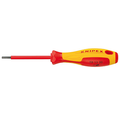 Отвертка KNIPEX VDE для винтов с профилем внутренний шестигранник , HEX 4 мм, длина стержня 75 мм, 182 мм, 2-компонентная рукоятка, диэлектрическая