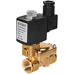 Клапан соленоидный (электромагнитный) Stout непрямого (пилотного) действия, НО, 220В, G1/2, EPDM