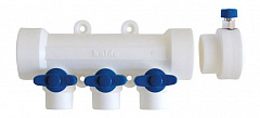 Коллектор со встроенными кранами Kalde полипропиленовый, 40 x 20 x 2 вы x . (синий) с возду x оотводчиком