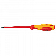 Отвертка KNIPEX SL2.5x0.4 шлицевая VDE, длина лезвия 75 мм, 177 мм, диэлектрическая, 2-компонентная рукоятка