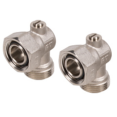 Узел нижнего подключения радиатора Royal Thermo угловой раздельный 3/4х3/4ЕК (никель)