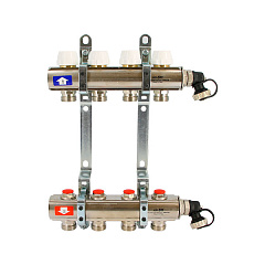 Коллекторная группа UNI-FITT 1 х 9 вых 3/4 с балансировочными и термостатическими вентилями