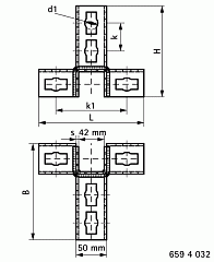 Соединитель Walraven BIS PushStrut 3D 6-6-3-3 проходной, присоединение слева и справа