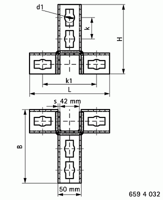 Соединитель Walraven BIS PushStrut 3D 6-6-3-3 проходной, присоединение слева и справа