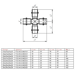 Крестовина VALTEC нержавеющая сталь 15х15х15х15