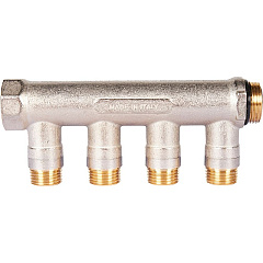 Коллектор Stout с шаровыми кранами 3/4x1/2 с 4 отводами, синий, SMB SMB 6211 341204