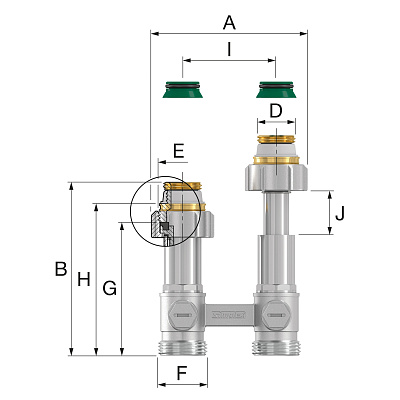 Узел нижнего подключения Flamco DT2/50 прямой