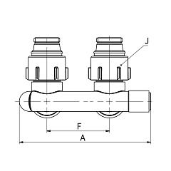 Узел нижнего подключения Flamco E1/50 угловой, G 1/2 НР x G 3/4 НР