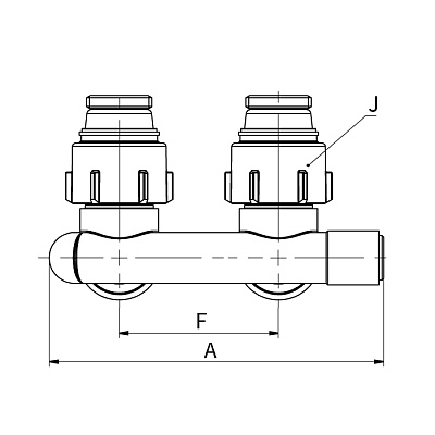 Узел нижнего подключения Flamco E1/50 угловой, G 1/2 НР x G 3/4 НР