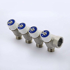 Коллектор UNI-FITT 400N НВ 3/4 4 х 1/2 Н 40 мм никелированный с вентилями