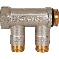 Коллектор Stout с шаровыми кранами 3/4x1/2 с 2 отводами, синий, SMB SMB 6211 341202
