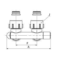 Узел нижнего подключения Flamco E2/50 угловой, G 3/4 НР x G 3/4 НР