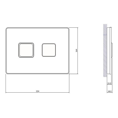 Кнопка смыва Cersanit ACCENTO SQUARE для AQUA 50 пневматическая стекло черный