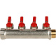 Коллектор Stout с шаровыми кранами 3/4x1/2 с 4 отводами, красный, SMB 6200 341204