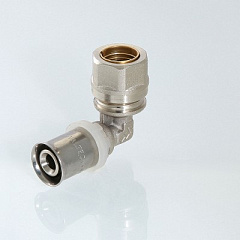 Угольник пресс VALTEC 16мм с переходом на обжим 15мм