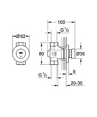 Нажимной вентиль Grohe Euroeco Cosmopolitan T 36268000 без смешивания