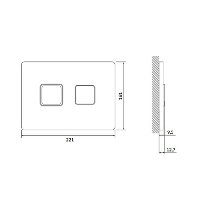 Кнопка смыва Cersanit ACCENTO SQUARE для AQUA 50 пневматическая пластик хром глянцевый