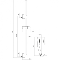 Душевой гарнитур Cersanit NENO (стойка) 5 режимов шланг 200 PVC