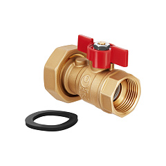 Кран шаровой с накидной гайкой HOOBS , 1 вр. Х 1 1/2 нак. гайка, с прокладкой