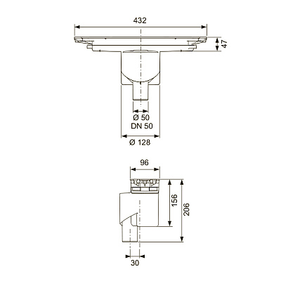 Сифон TECE TECEdrainprofile вертикальный DN50