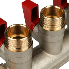 Коллектор Stout с шаровыми кранами 3/4x1/2 с 3 отводами, красный, SMB 6200 341203