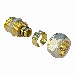 Соединитель Valfex для труб PE-RT/Al/PE-RT, обжимной с переходом на НР 16 x 1/2 дюйма