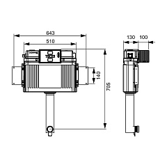 Смывной бачок TECE Uni 2.0 с монтажной пластиной, высота 1060 мм