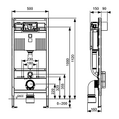 Застенный модуль TECE TECEprofil Uni 2.0 для унитазов-биде, высота 1120 мм