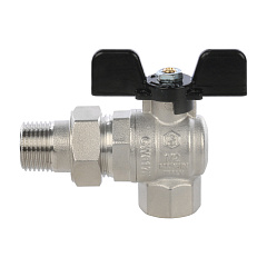 Кран шаровой Stout полнопроходной угловой с американкой 1/2 ВН, бабочка