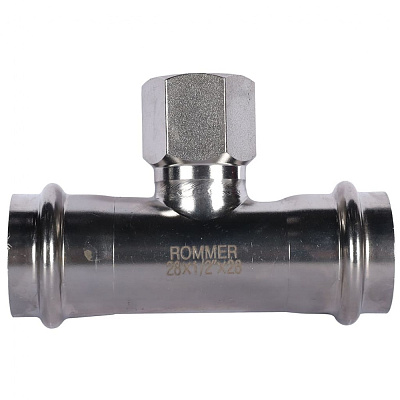 Тройник Rommer переходной 28х1/2, ВПр-ВР, нержавеющая сталь