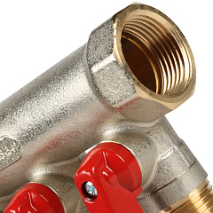 Коллектор Stout с шаровыми кранами 3/4x1/2 с 4 отводами, красный, SMB 6200 341204